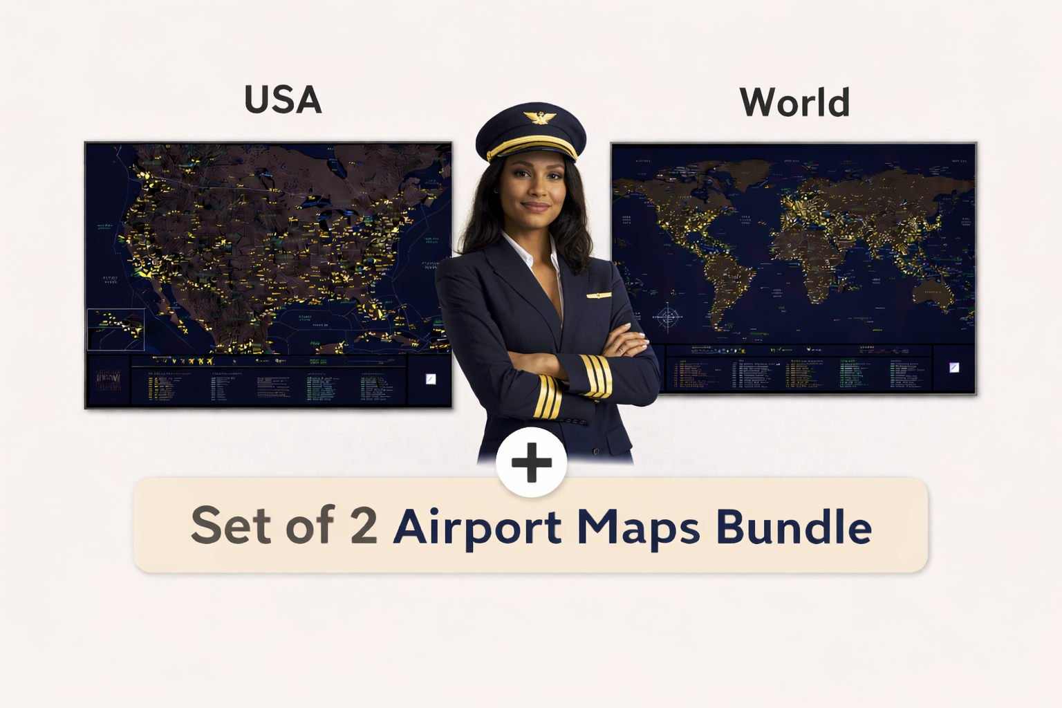 2 Airport Maps : America + World