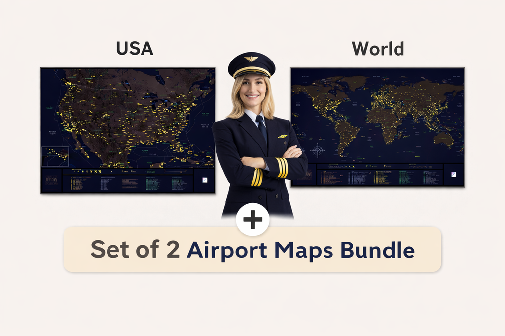 2 Airport Maps : America + World